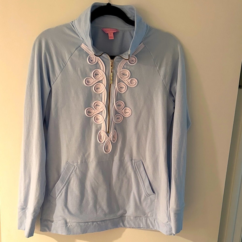 Lily Pulitzer Light Blue Women's Top with Embellished Zipper